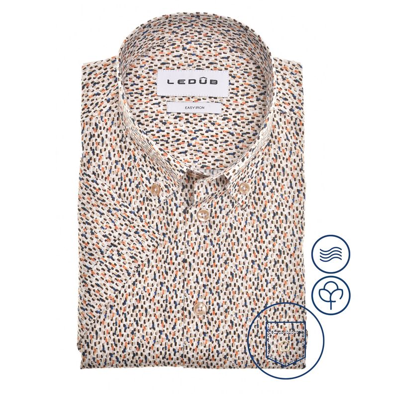 Ledub Shirts Print:Overhemd Bruin 0142849