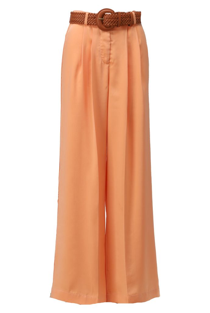 K-Design Wijde broek in satijn look met RIEM Rose A675