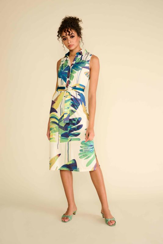 K-Design Midi jurk met design Blauw A321