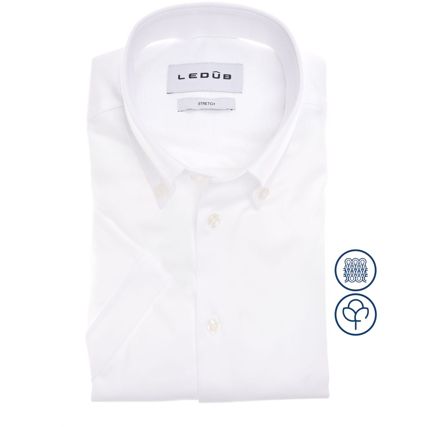 Ledub Shirts Plain:Overhemd Wit 0143001