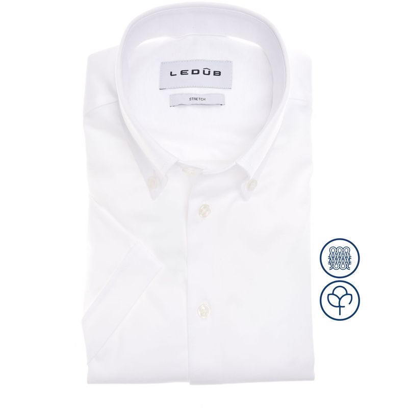 Ledub Shirts Plain:Overhemd Wit 0143001