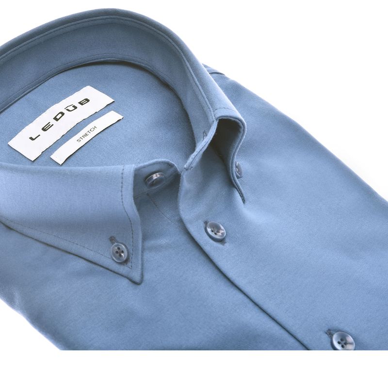 Ledub Shirts Plain:Overhemd Middenblauw 155 0143001