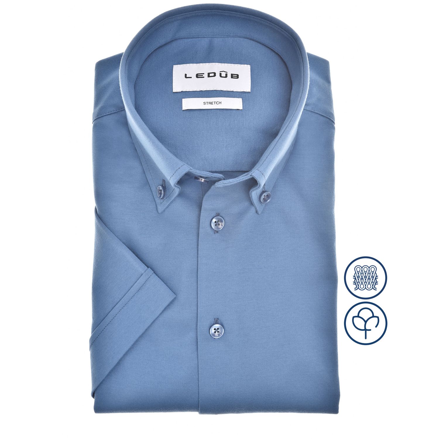 Ledub Shirts Plain:Overhemd Middenblauw 155 0143001