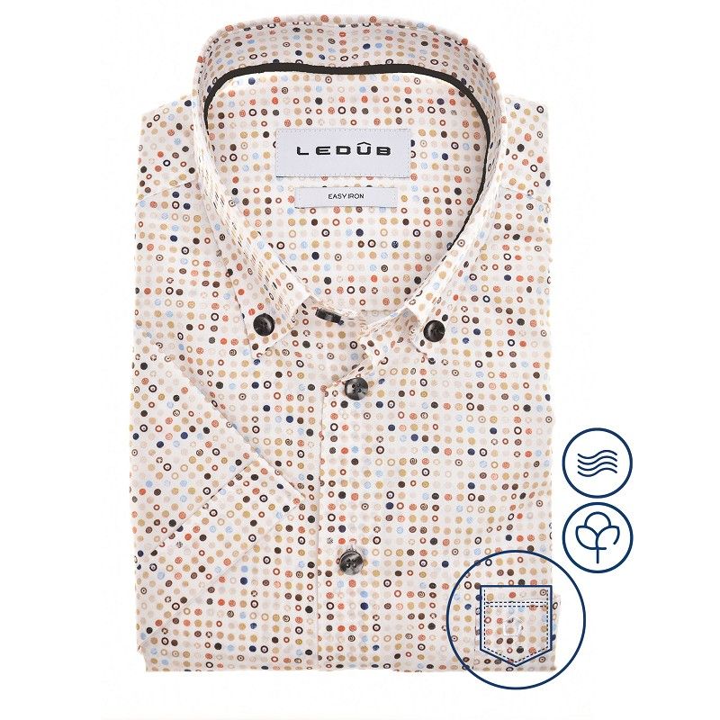 Ledub Shirts Print:Overhemd Lichtbruin 630 Lichtbruin 620 0142906