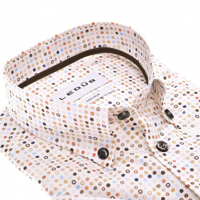 Ledub Shirts Print:Overhemd Lichtbruin 630 Lichtbruin 620 0142906
