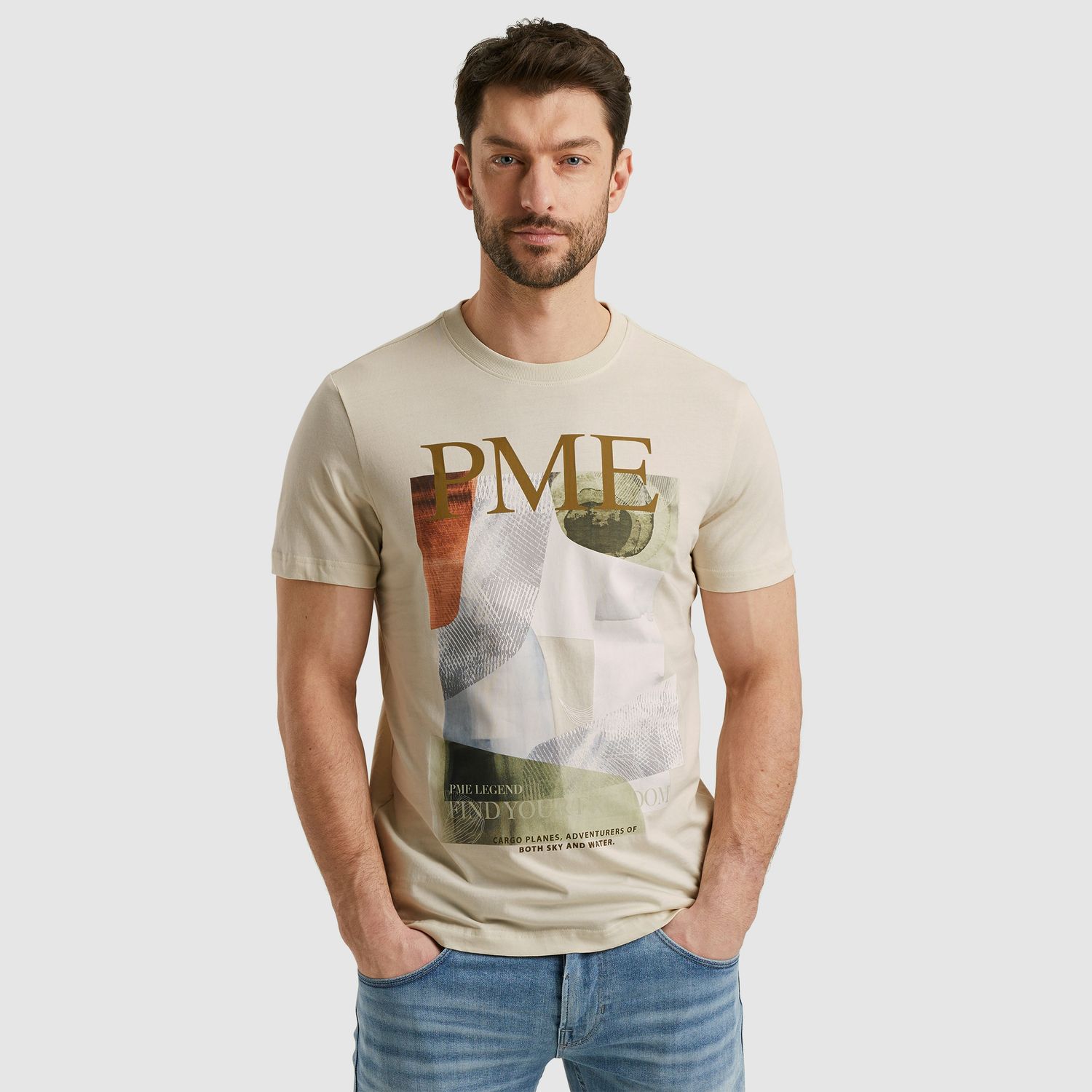 PME Legend Short sleeve r-neck single jersey Bone White PTSS2504587