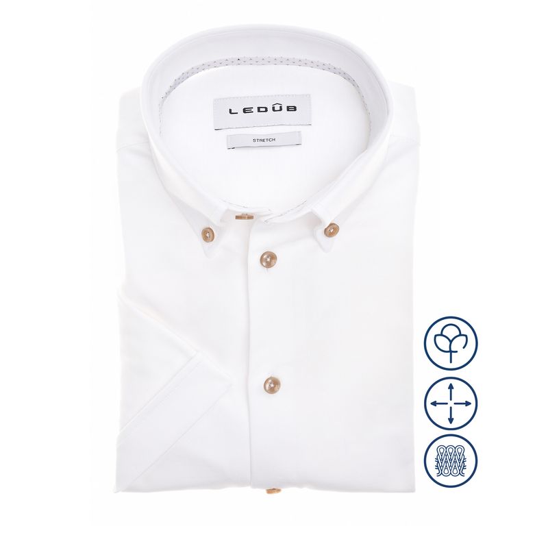 Ledub Shirts Plain:Overhemd Wit 0702046