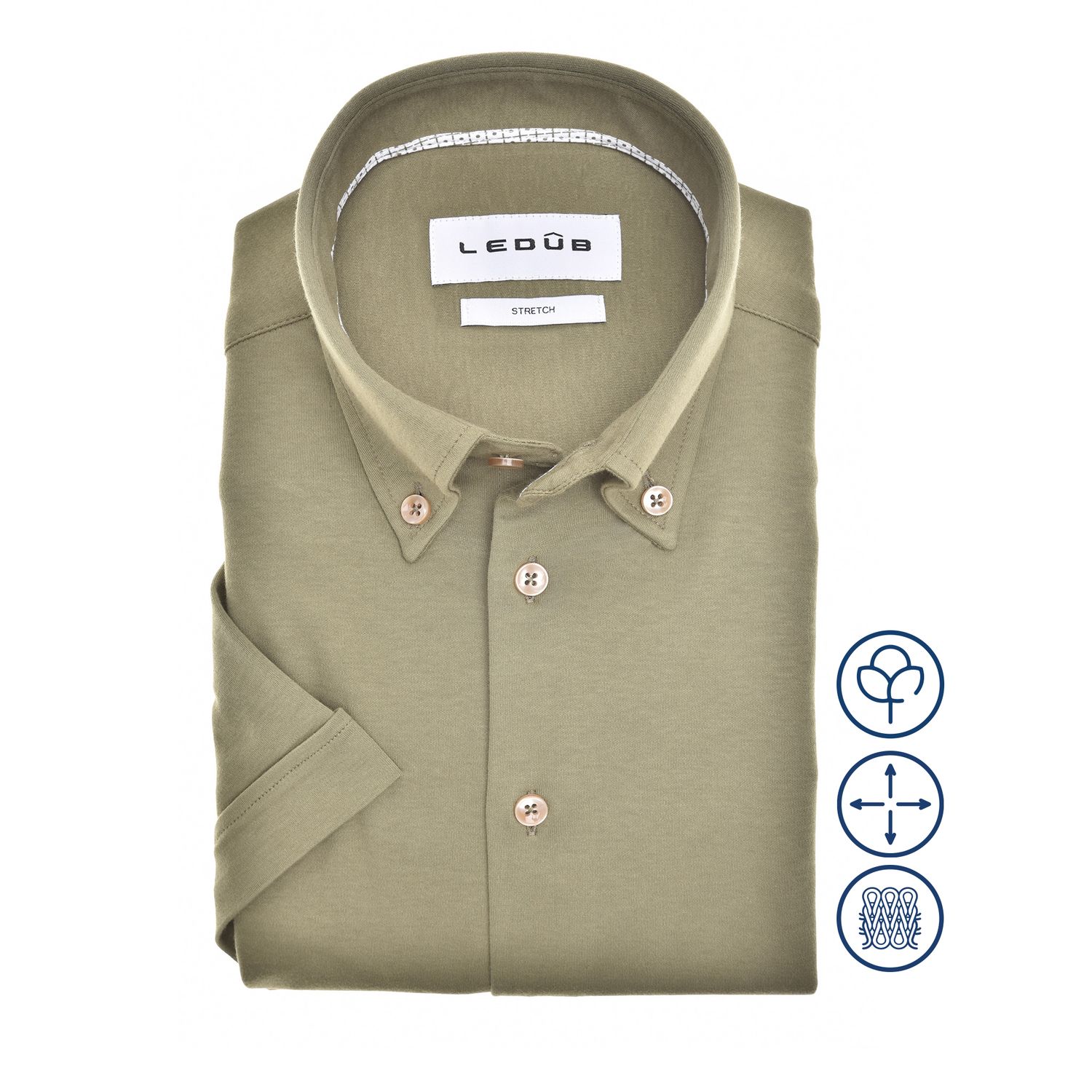 Ledub Shirts Plain:Overhemd Middengroen 550 Middengroen 56 0702046