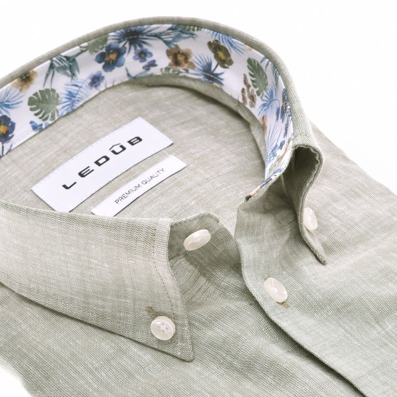 Ledub Shirts Plain:Overhemd Lichtgroen 520 Middenblauw 150 0702061