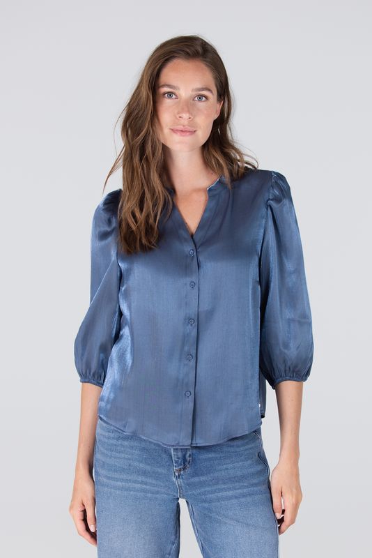 Jansen Amsterdam BO BLOUSE SQL 782 3/4 puff sleeve 000761 - blue grey BO W25