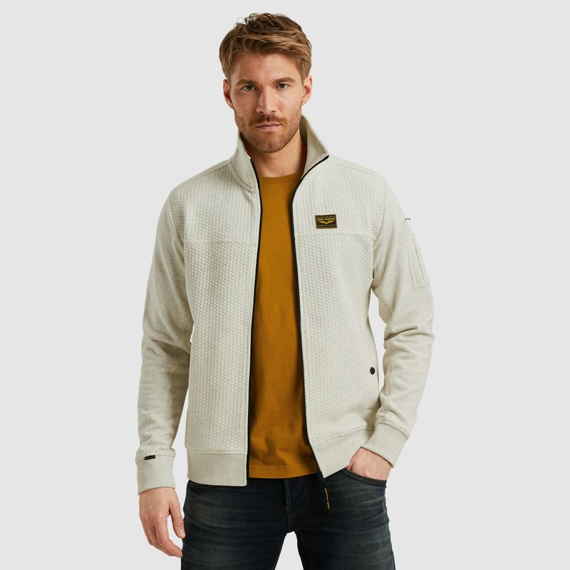 PME Legend Zip jacket jacquard interlock swea Wit PSW2508436