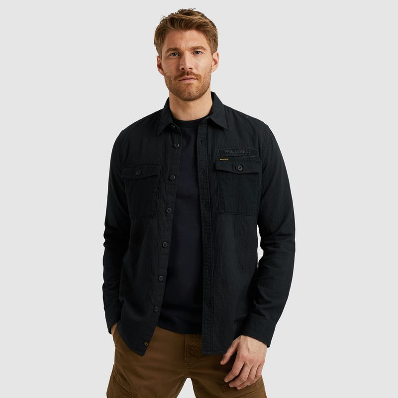 PME Legend LONG SLEEVE SHIRT Quilt Poplin Blauw PSI2508209