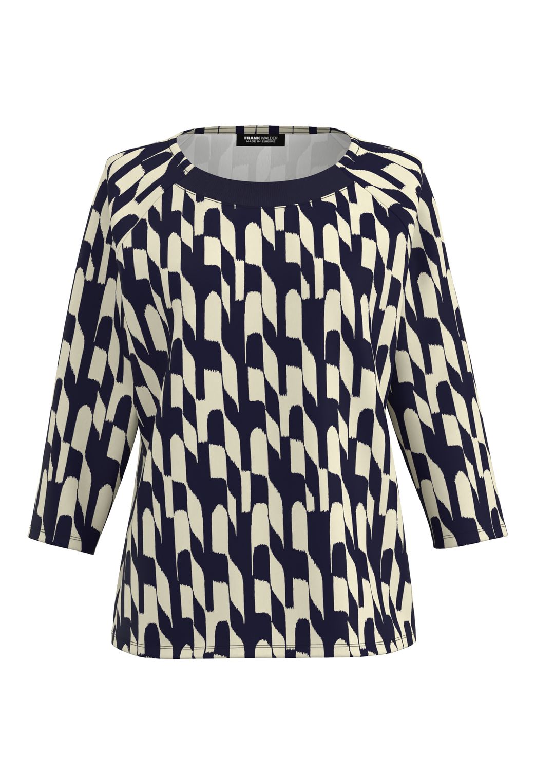 Frank Walder Shirt 3/4 *rmel beige/ bro Print NOS725405