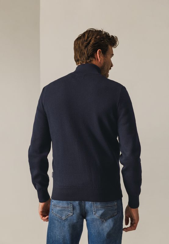 State of Art Cardigan Plain - Zip donkerblauw:olijfgroen 16125057
