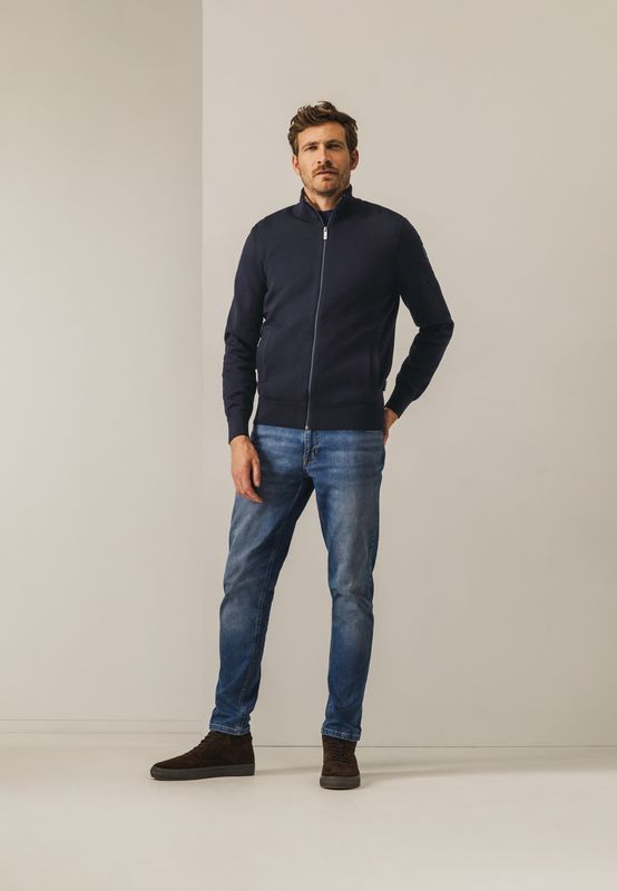 State of Art Cardigan Plain - Zip donkerblauw:olijfgroen 16125057