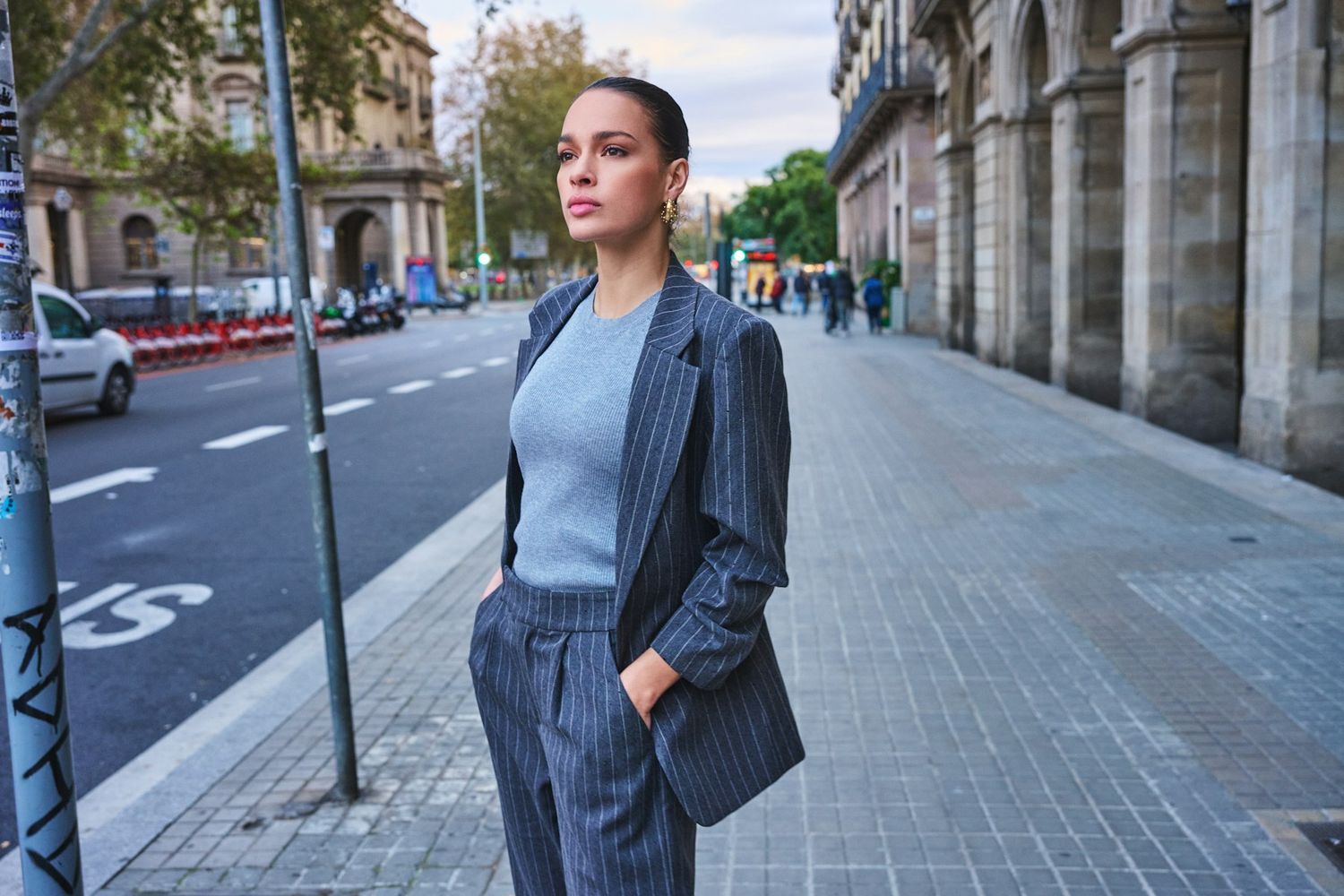 Esqualo Blazer stripe studs Dark Grey Melange F25.10516