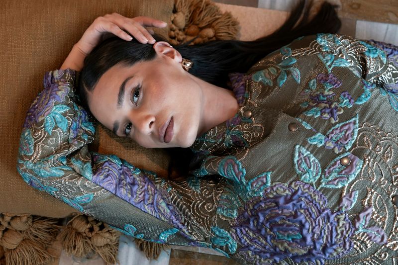 Geisha Jacket flowers lurex Groen 55713-20