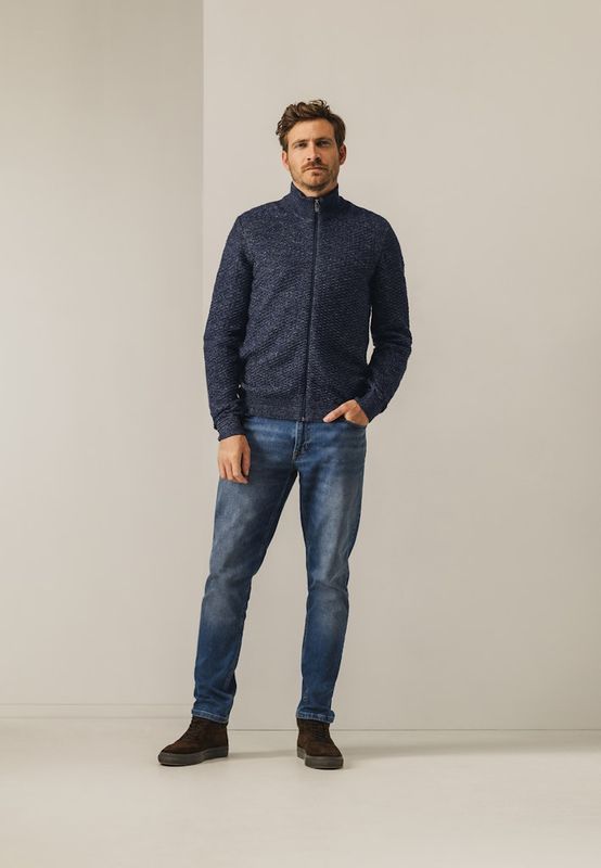 State of Art Cardigan Plain - Zip Blauw 16125062