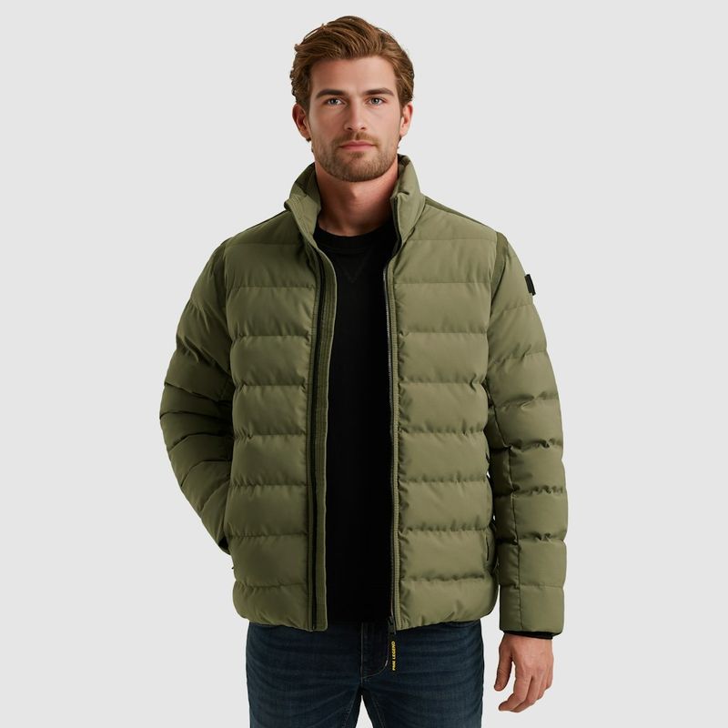 PME Legend FREIGHTYET short jacket voorkant Dusty Olive groen (6414)