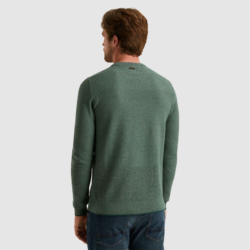 PME Legend R-Neck Cotton Modal Structure trui achterkant Stargazer groen