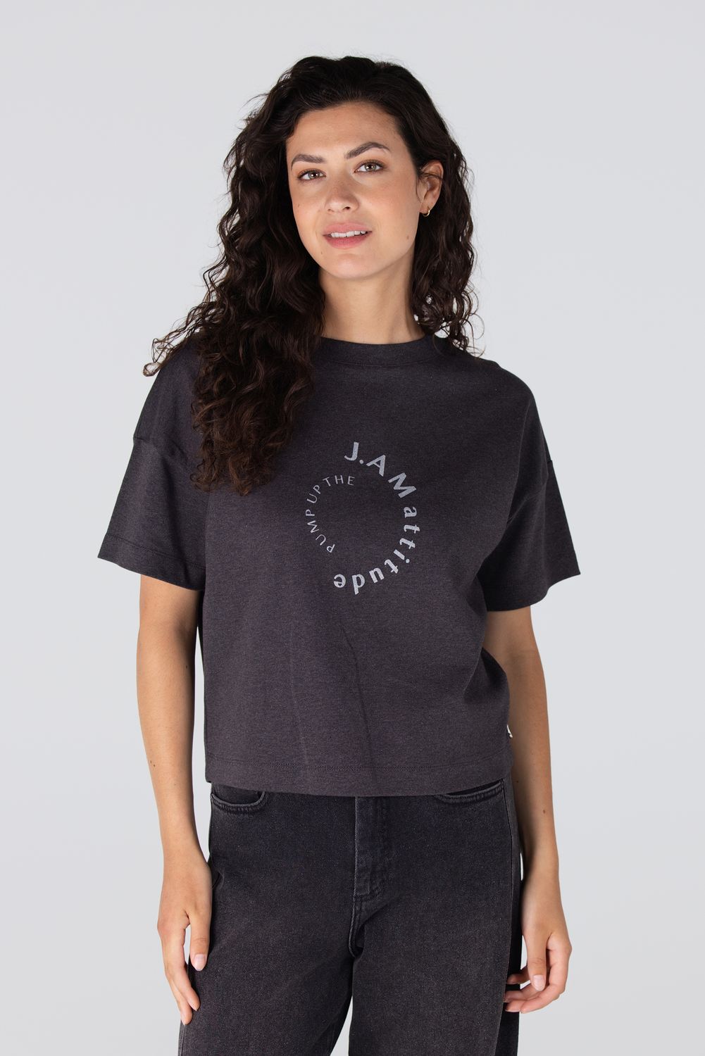 Jansen Amsterdam LARA SHIRT CO 138 short sleeve wide 000470 - antraciet LARA W25