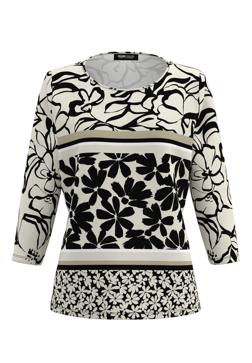 Frank Walder Shirt 3/4 *rmel beige/ bro Print W51208403