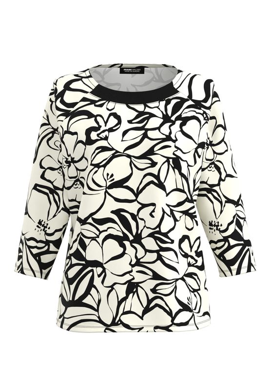 Frank Walder Shirt 3/4 *rmel beige/ bro Print NOS725405