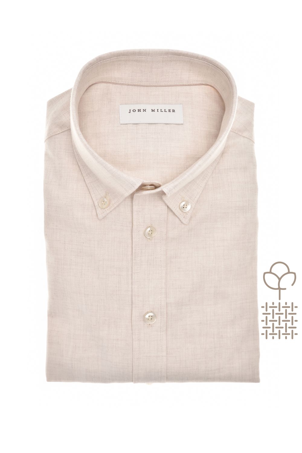 John Miller Shirts Plain:Overhemd Ecru 5142567