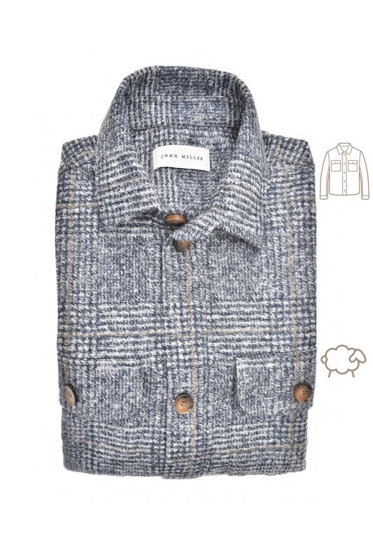 John Miller Shirts Check:Overshirt Blauw 5142590