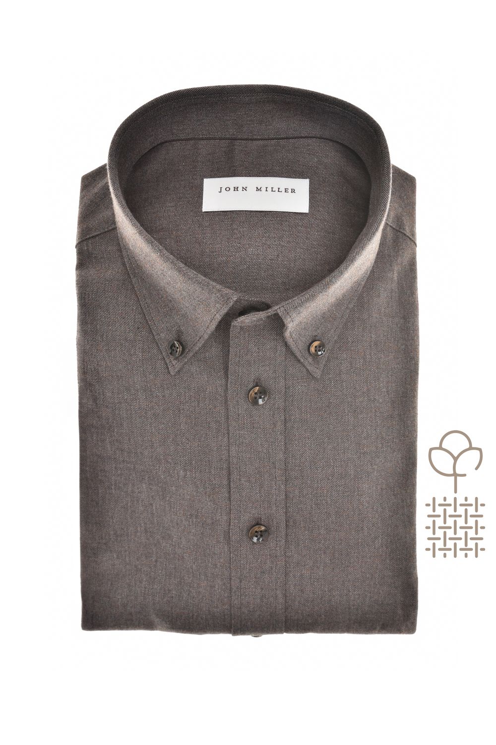 John Miller Shirts Plain:Overhemd Bruin 5142567