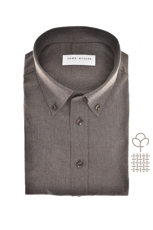 John Miller Shirts Plain:Overhemd Bruin 5142567