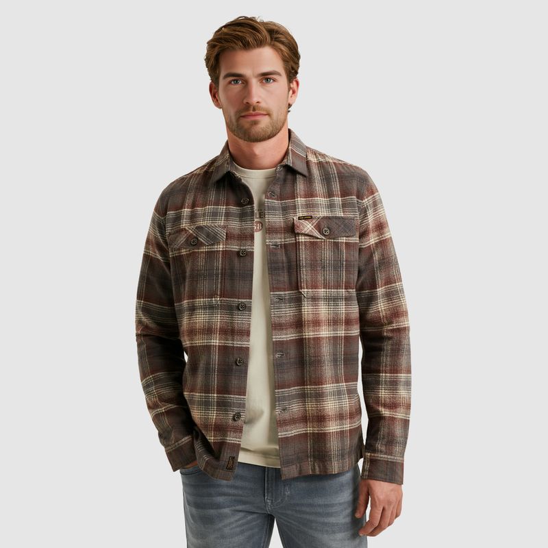 PME Legend LONG SLEEVE SHIRT Brushed Grindle Marron PSI2509244