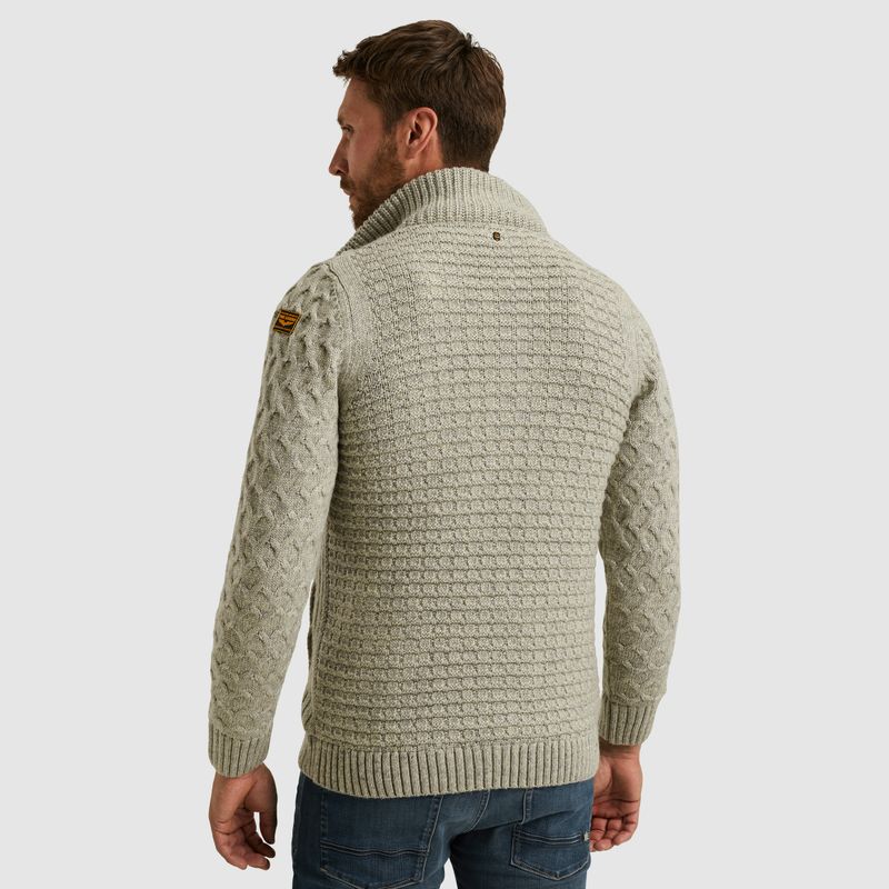 PME Legend Zip jacket heavy knit mixed yarn Grijs PKC2509359