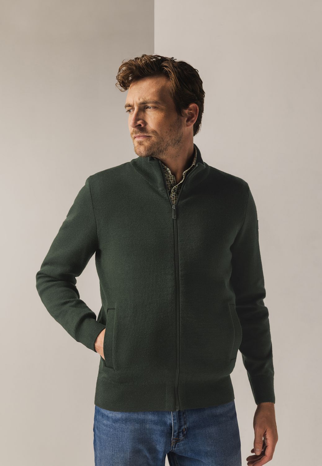 State of Art Cardigan Plain - Zip Groen 16125057