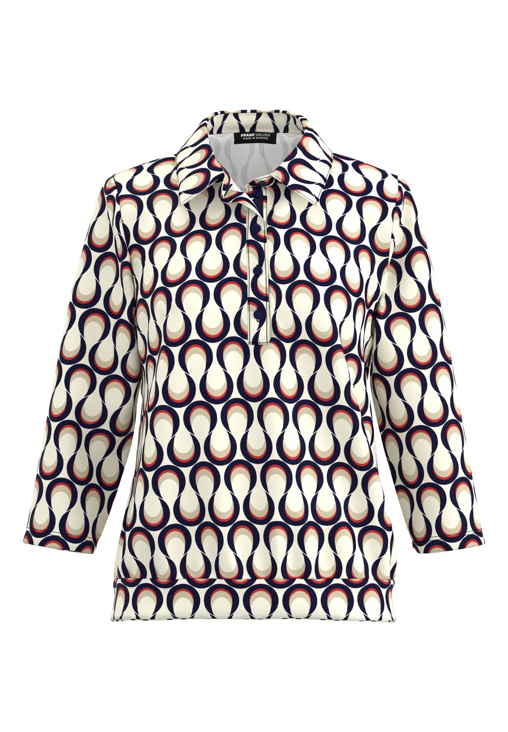 Frank Walder Polo-Shirt 3/4 *rmel red Print NOS725407