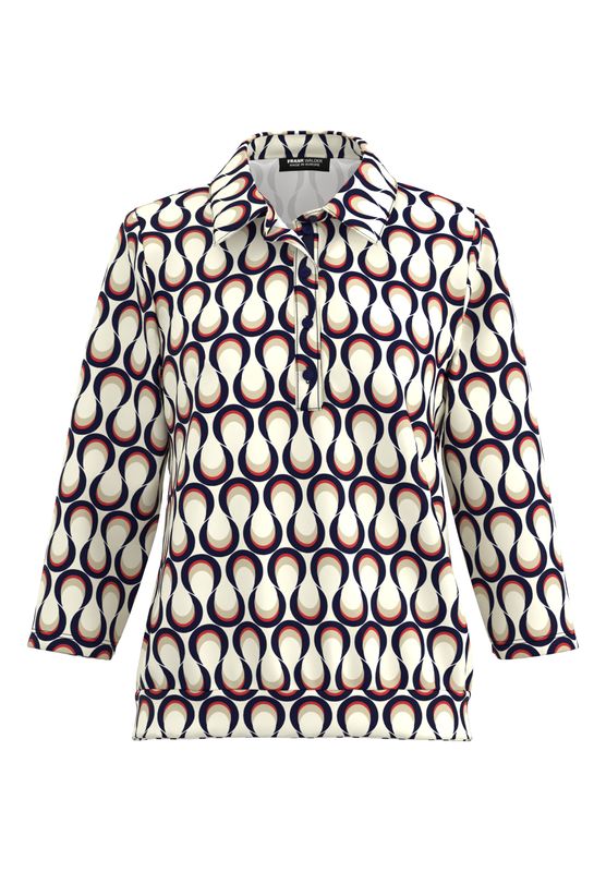 Frank Walder Polo-Shirt 3/4 *rmel red Print NOS725407