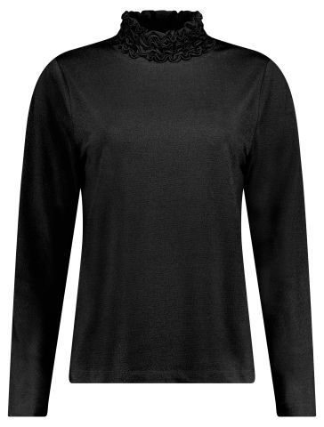 Bloomings Jersey ruffle neck shirt lurex 63% r Black SLT363-8886