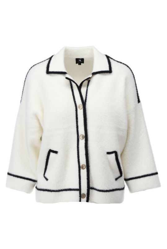 K-Design Cardigan met knopen Ecru B846