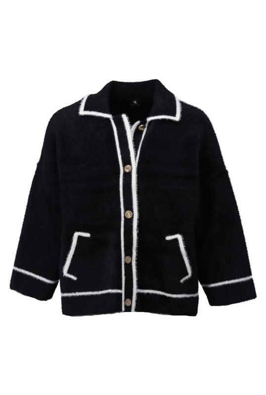 K-Design Cardigan met knopen Black B846