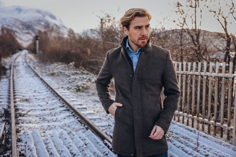 A fish named Fred Funnel neck coat Chocolate Brown 32165