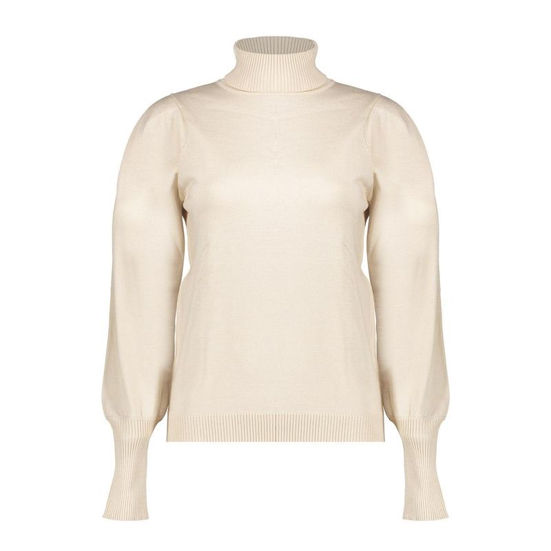 Geisha Pullover col pleated shoulders Ecru 54533-14