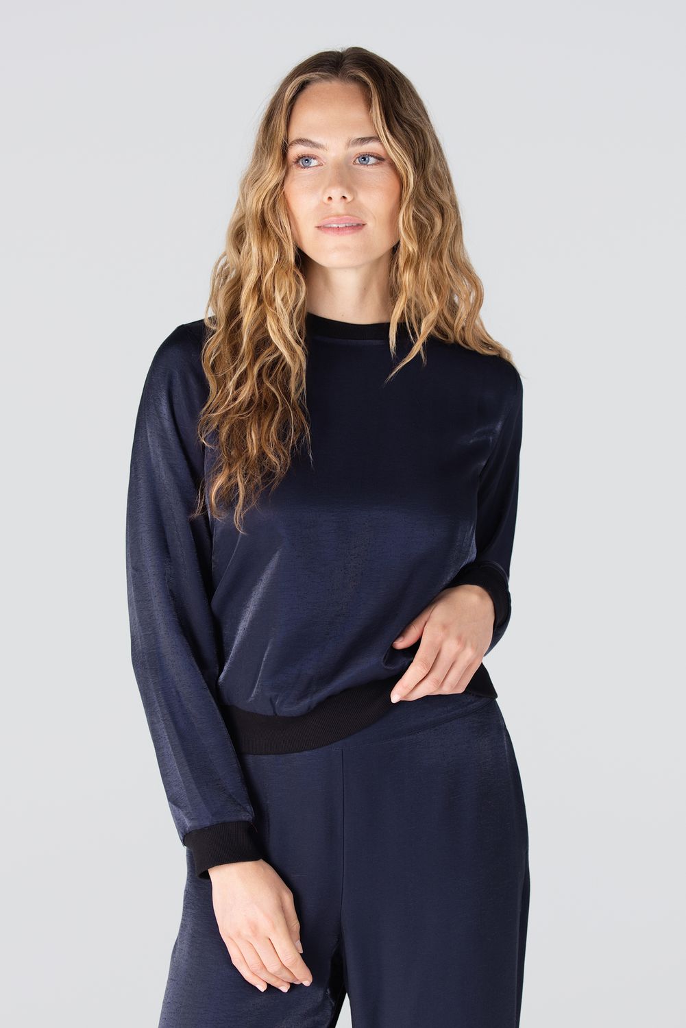 Jansen Amsterdam DAVINA TOP WS 718 long sleeve rib at 000780 - dark blue DAVINA