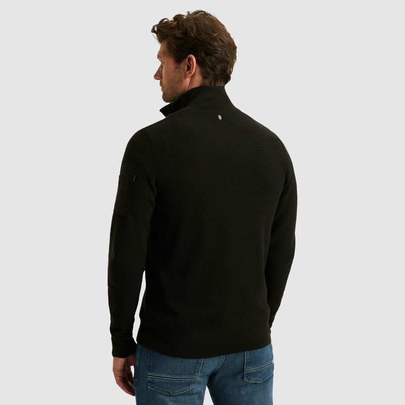 PME Legend Half zip collar cotton knit Zwart PKW2509322
