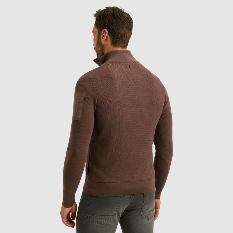 PME Legend Half zip collar cotton knit Marron PKW2509322