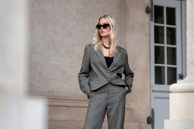 Geisha Blazer herringbone + stones Grijs 55522-10