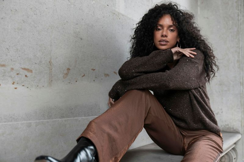 Geisha Pullover lurex and sequinces brown 54542-14