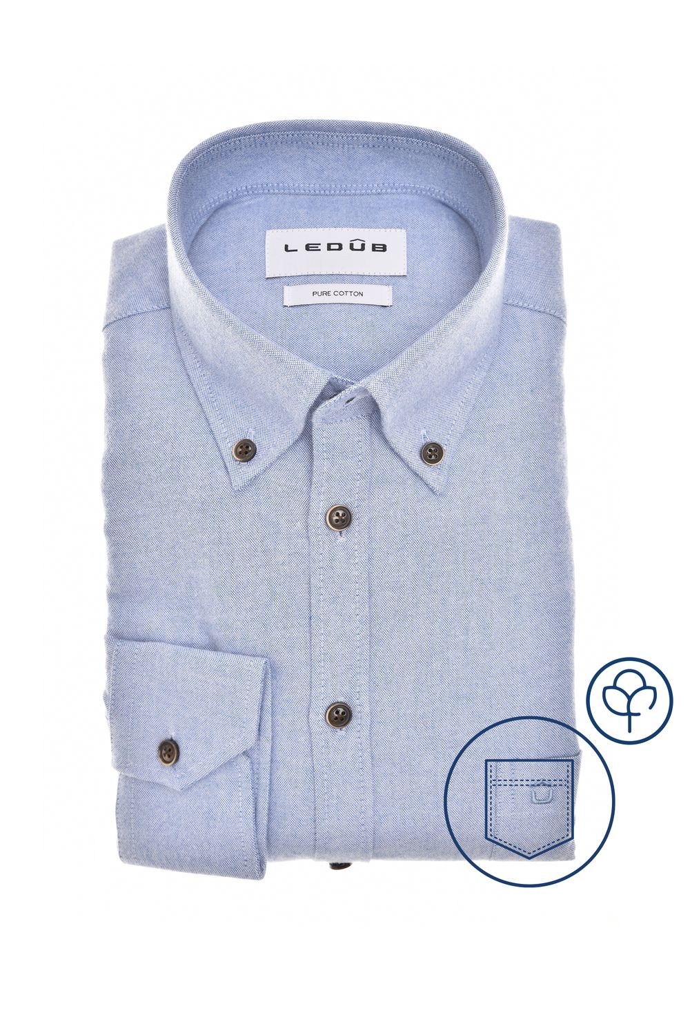 Ledub Shirts Plain:Overhemd Blauw 0143128