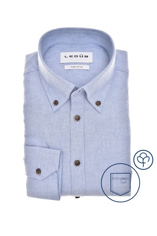 Ledub Shirts Plain:Overhemd Blauw 0143128
