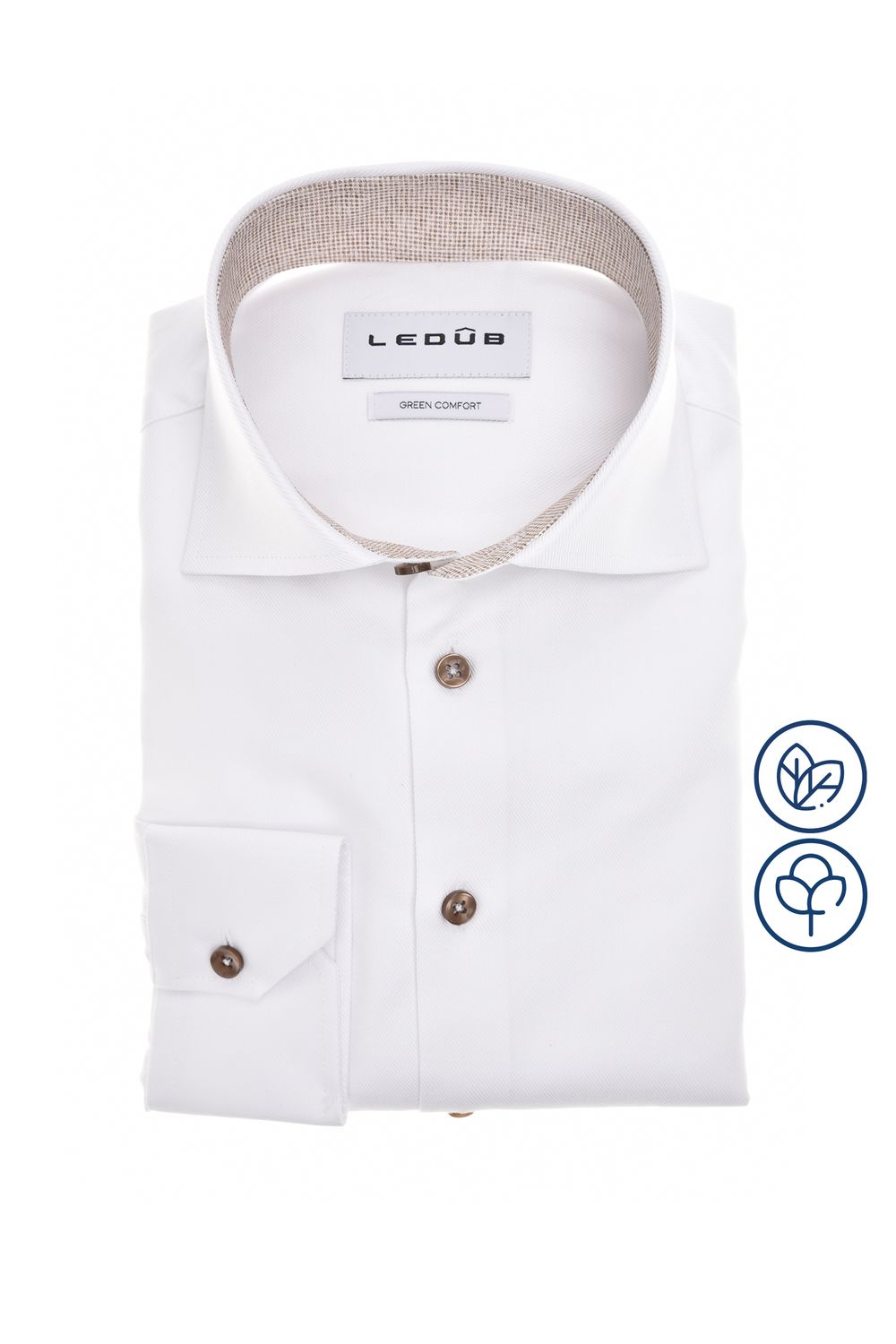 Ledub Shirts Plain:Overhemd Wit 0143100