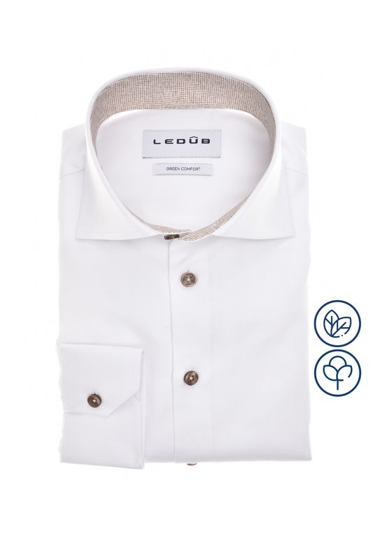Ledub Shirts Plain:Overhemd Wit 0143100